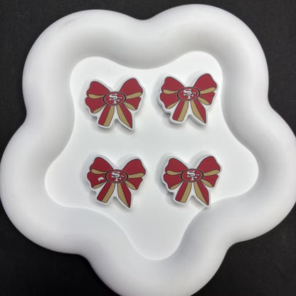 NFL Team Theme Bow Silicone Beads - Football Bow Focal Beads for Pens & Jewelry Making - Bulk Silicone Beads for DIY Crafts