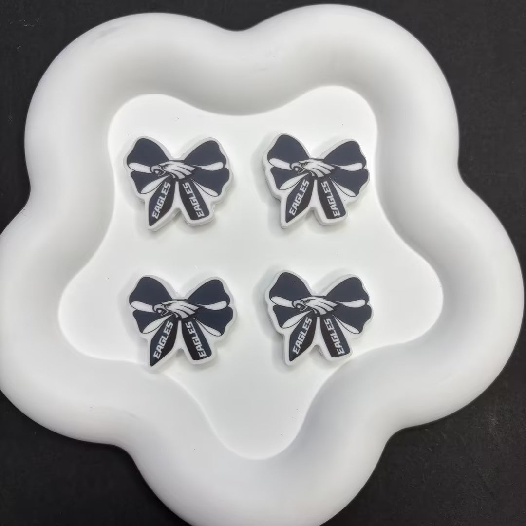 NFL Team Theme Bow Silicone Beads - Football Bow Focal Beads for Pens & | DIY Sports Fan Bracelet & Keychain Craft Bead