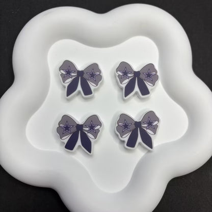 NFL Team Theme Bow Silicone Beads - Football Bow Focal Beads for Pens & Jewelry Making - Bulk Silicone Beads for DIY Crafts