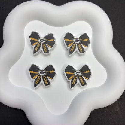 NFL Team Theme Bow Silicone Beads - Football Bow Focal Beads for Pens & Jewelry Making - Bulk Silicone Beads for DIY Crafts