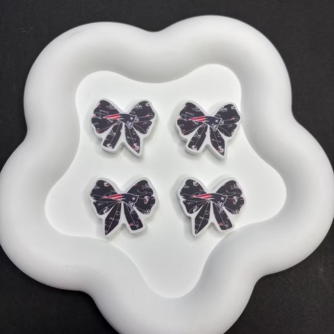 NFL Team Theme Bow Silicone Beads - Football Bow Focal Beads for Pens & Jewelry Making - Bulk Silicone Beads for DIY Crafts