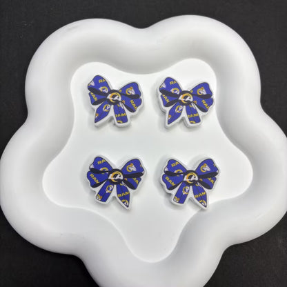 NFL Team Theme Bow Silicone Beads - Football Bow Focal Beads for Pens & Jewelry Making - Bulk Silicone Beads for DIY Crafts