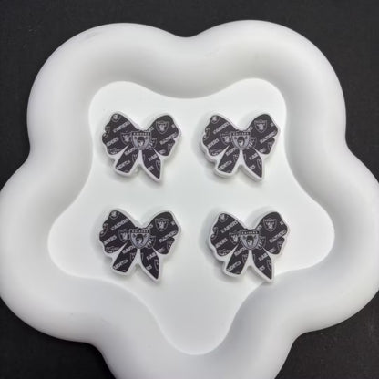 NFL Team Theme Bow Silicone Beads - Football Bow Focal Beads for Pens & Jewelry Making - Bulk Silicone Beads for DIY Crafts