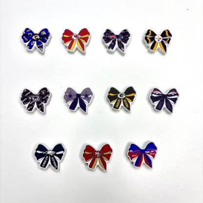 NFL Team Theme Bow Silicone Beads - Football Bow Focal Beads for Pens & Jewelry Making - Bulk Silicone Beads for DIY Crafts
