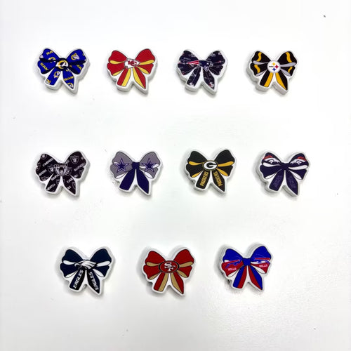 NFL Team Theme Bow Silicone Beads - Football Bow Focal Beads for Pens & Jewelry Making - Bulk Silicone Beads for DIY Crafts