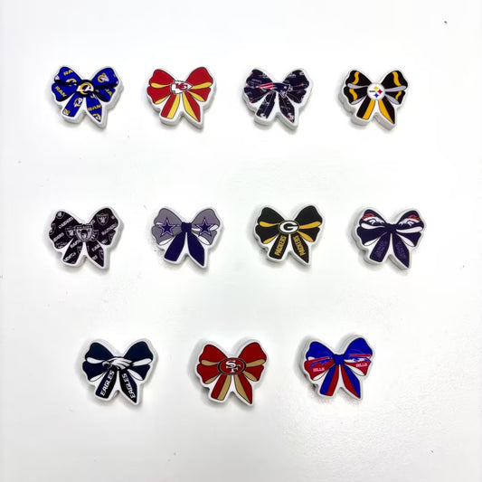 NFL Team Theme Bow Silicone Beads - Football Bow Focal Beads for Pens & Jewelry Making - Bulk Silicone Beads for DIY Crafts