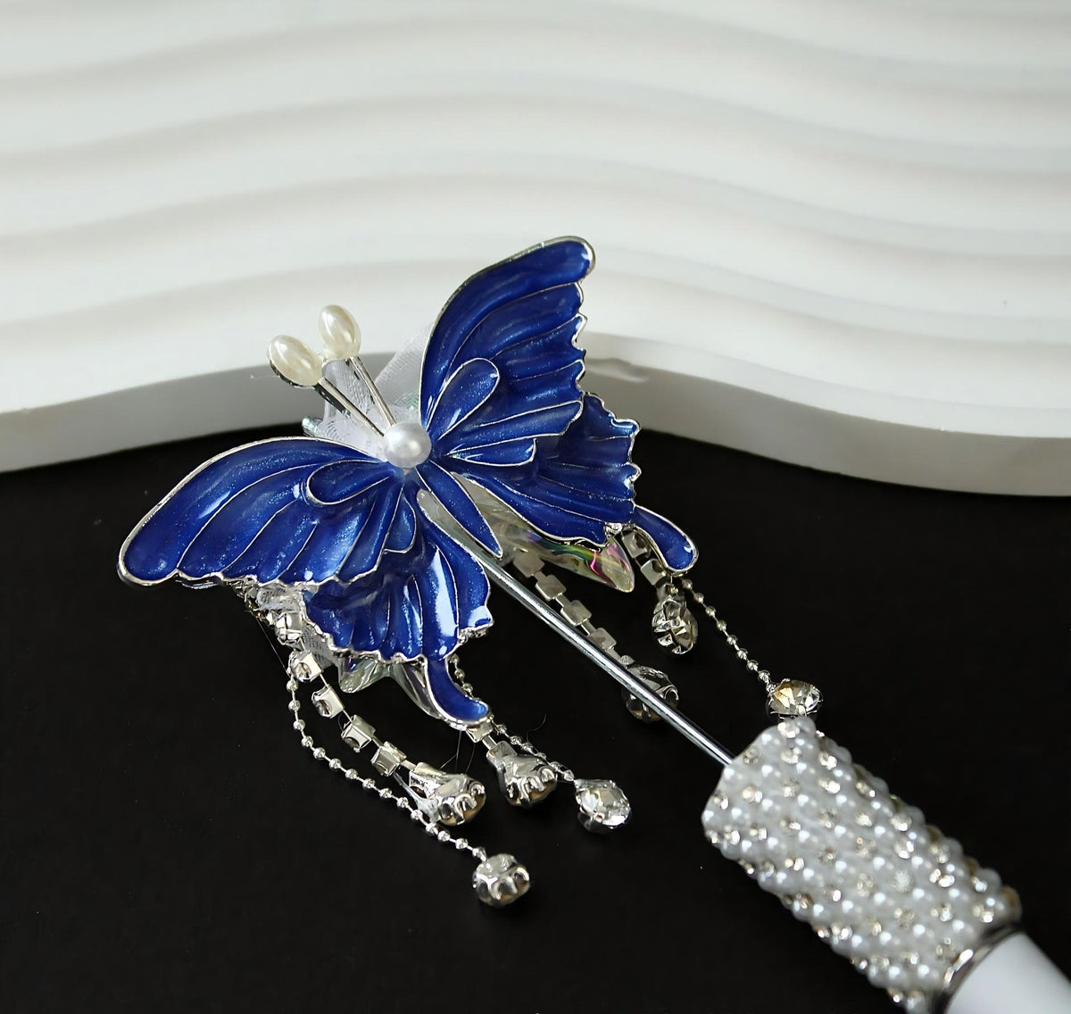 New 3D Three-dimensional Large Butterfly Tassel Spun Yarn Straight | Metal Rhinestone Bead for DIY Jewelry & Bracelet Craft