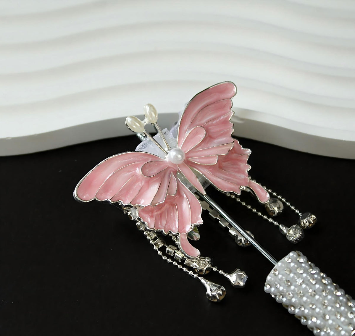 New 3D Three-dimensional Large Butterfly Tassel Spun Yarn Straight | Metal Rhinestone Bead for DIY Jewelry & Bracelet Craft