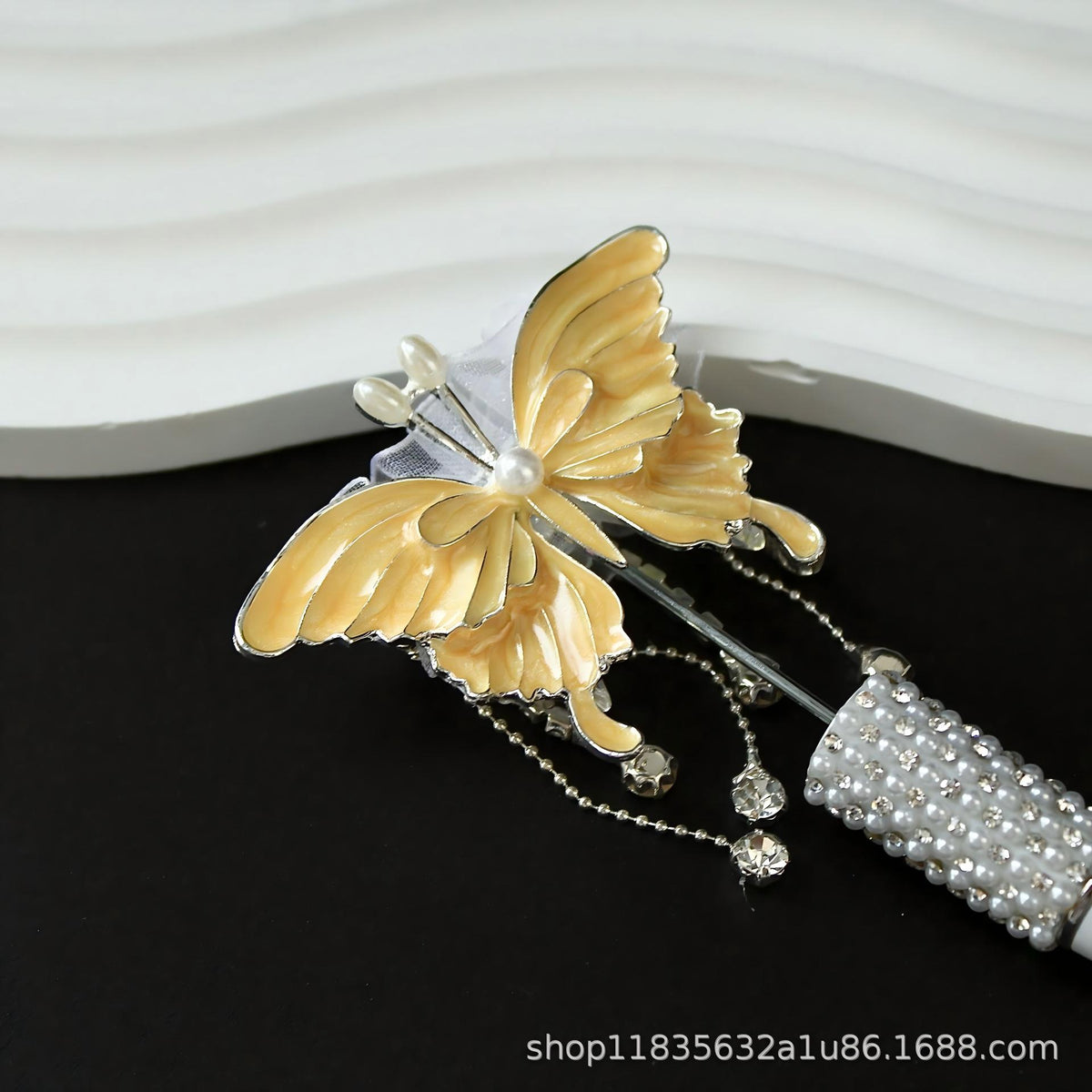 New 3D Three-dimensional Large Butterfly Tassel Spun Yarn Straight | Metal Rhinestone Bead for DIY Jewelry & Bracelet Craft