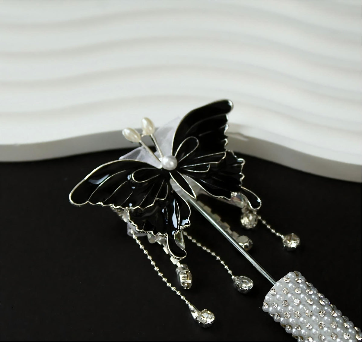 New 3D Three-dimensional Large Butterfly Tassel Spun Yarn Straight | Metal Rhinestone Bead for DIY Jewelry & Bracelet Craft