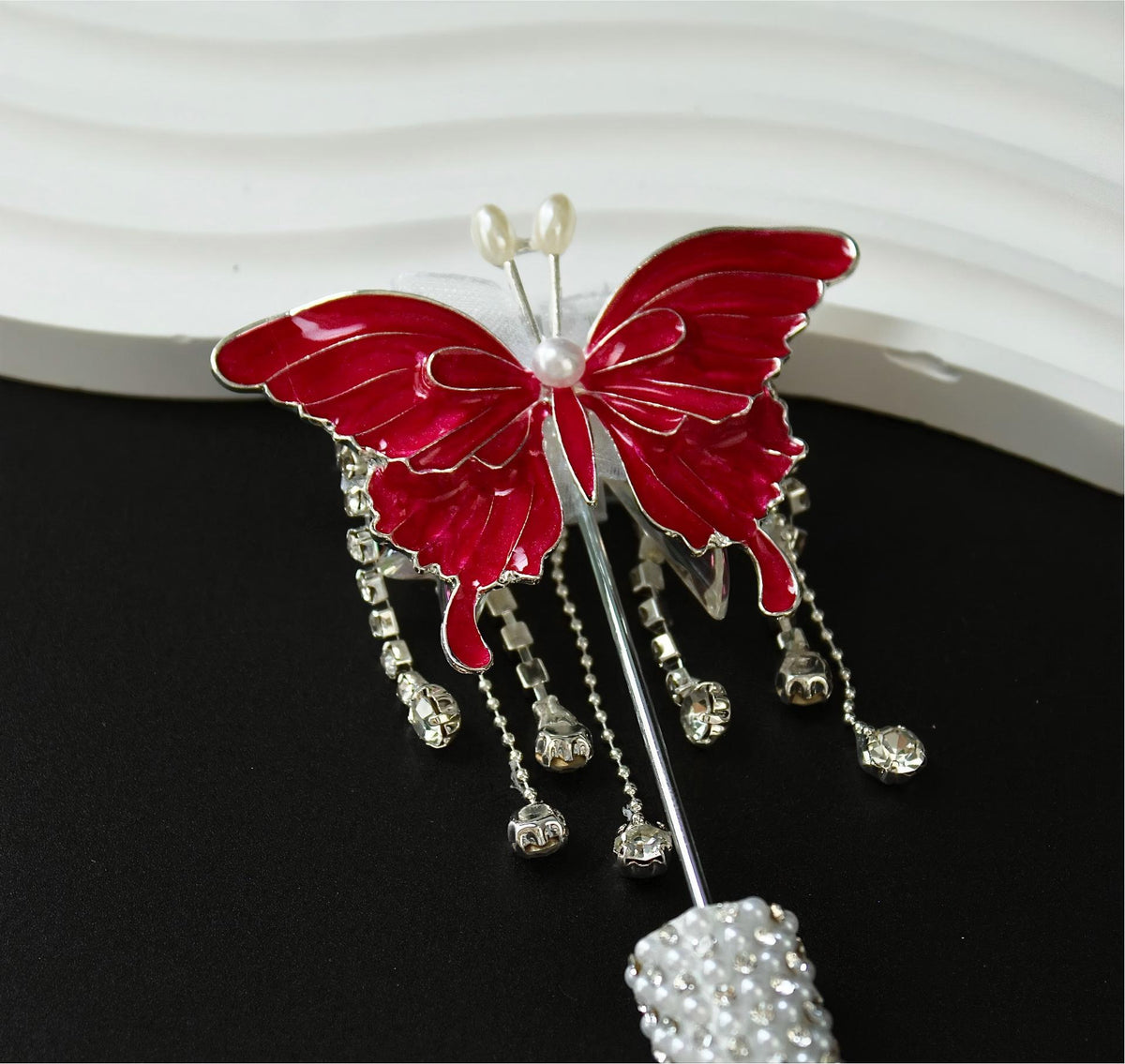 New 3D Three-dimensional Large Butterfly Tassel Spun Yarn Straight | Metal Rhinestone Bead for DIY Jewelry & Bracelet Craft