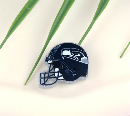 American NFL Team Helmet Acrylic Beads with Sparkling Silver Glitter, 22*26MM