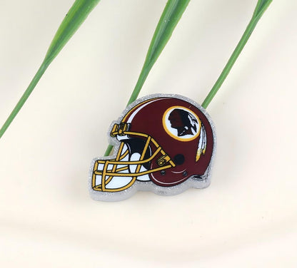 American NFL Team Helmet Acrylic Beads with Sparkling Silver Glitter, 22*26MM