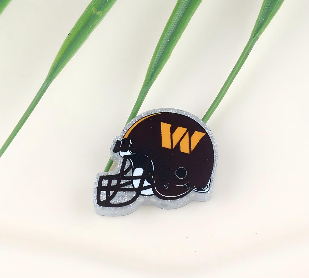 American NFL Team Helmet Acrylic Beads with Sparkling Silver Glitter, 22*26MM