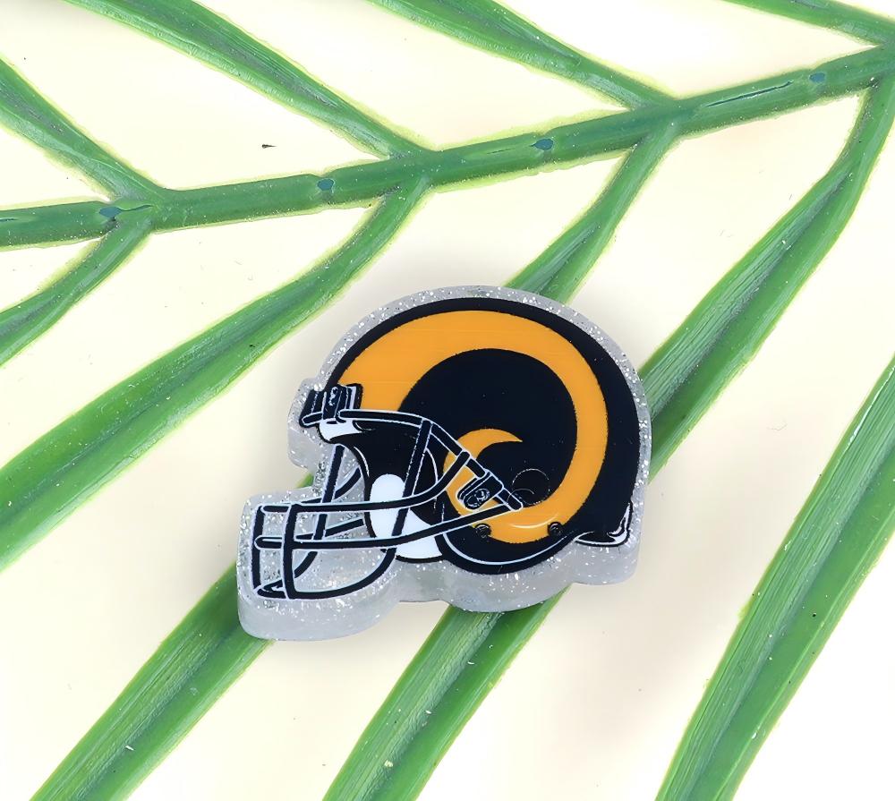 American NFL Team Helmet Acrylic Beads with Sparkling Silver Glitter, 22*26MM