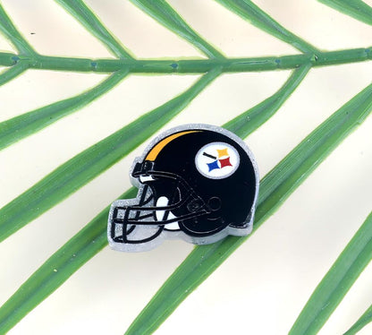 American NFL Team Helmet Acrylic Beads with Sparkling Silver Glitter, 22*26MM