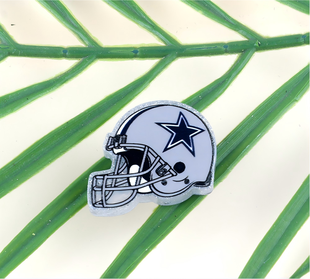 American NFL Team Helmet Acrylic Beads with Sparkling Silver Glitter, 22*26MM