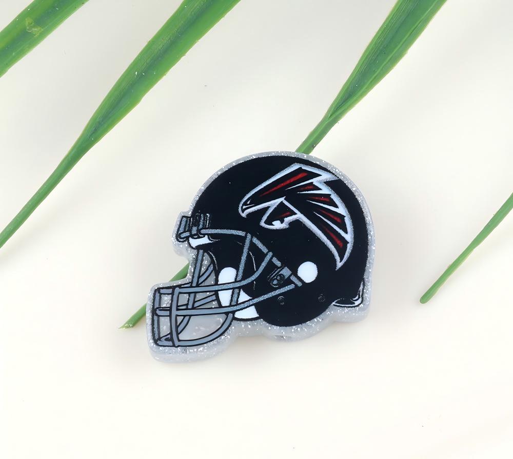 American NFL Team Helmet Acrylic Beads with Sparkling Silver Glitter, 22*26MM
