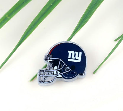 American NFL Team Helmet Acrylic Beads with Sparkling Silver Glitter, 22*26MM