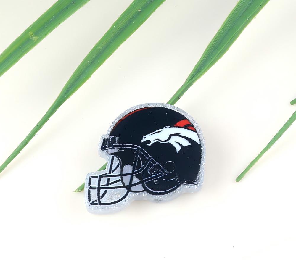 American NFL Team Helmet Acrylic Beads with Sparkling Silver Glitter, 22*26MM