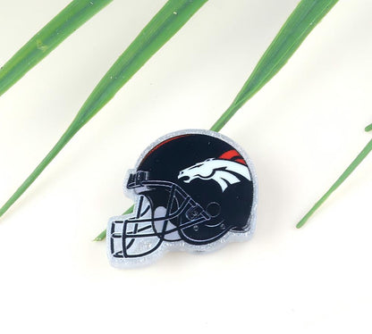 American NFL Team Helmet Acrylic Beads with Sparkling Silver Glitter, 22*26MM