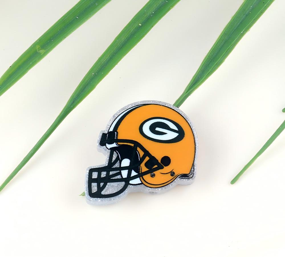 American NFL Team Helmet Acrylic Beads with Sparkling Silver Glitter, 22*26MM