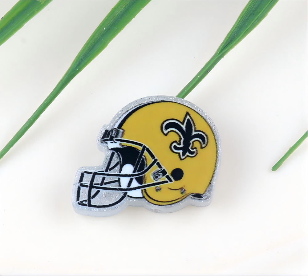 American NFL Team Helmet Acrylic Beads with Sparkling Silver Glitter, 22*26MM
