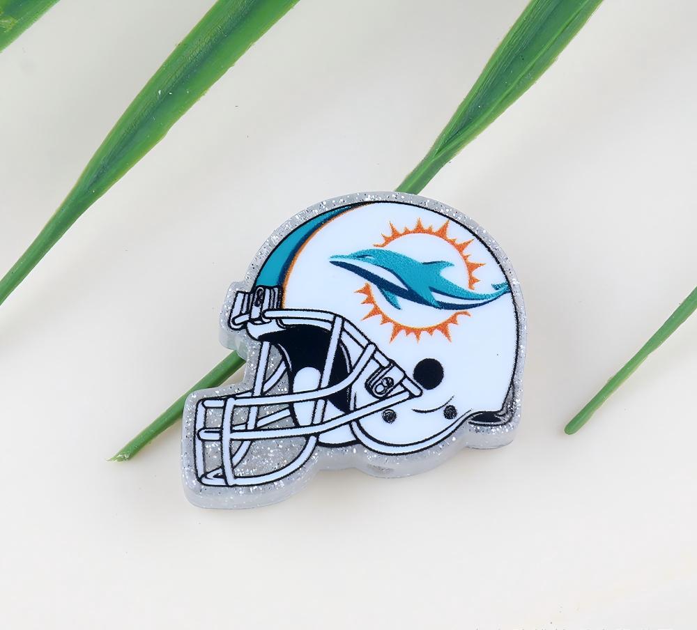 American NFL Team Helmet Acrylic Beads with Sparkling Silver | Acrylic Bead for DIY Bracelet Keychain Jewelry Making