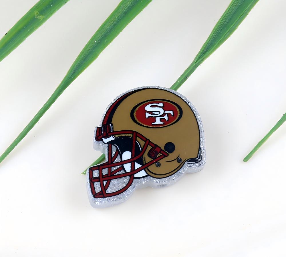 American NFL Team Helmet Acrylic Beads with Sparkling Silver Glitter, 22*26MM