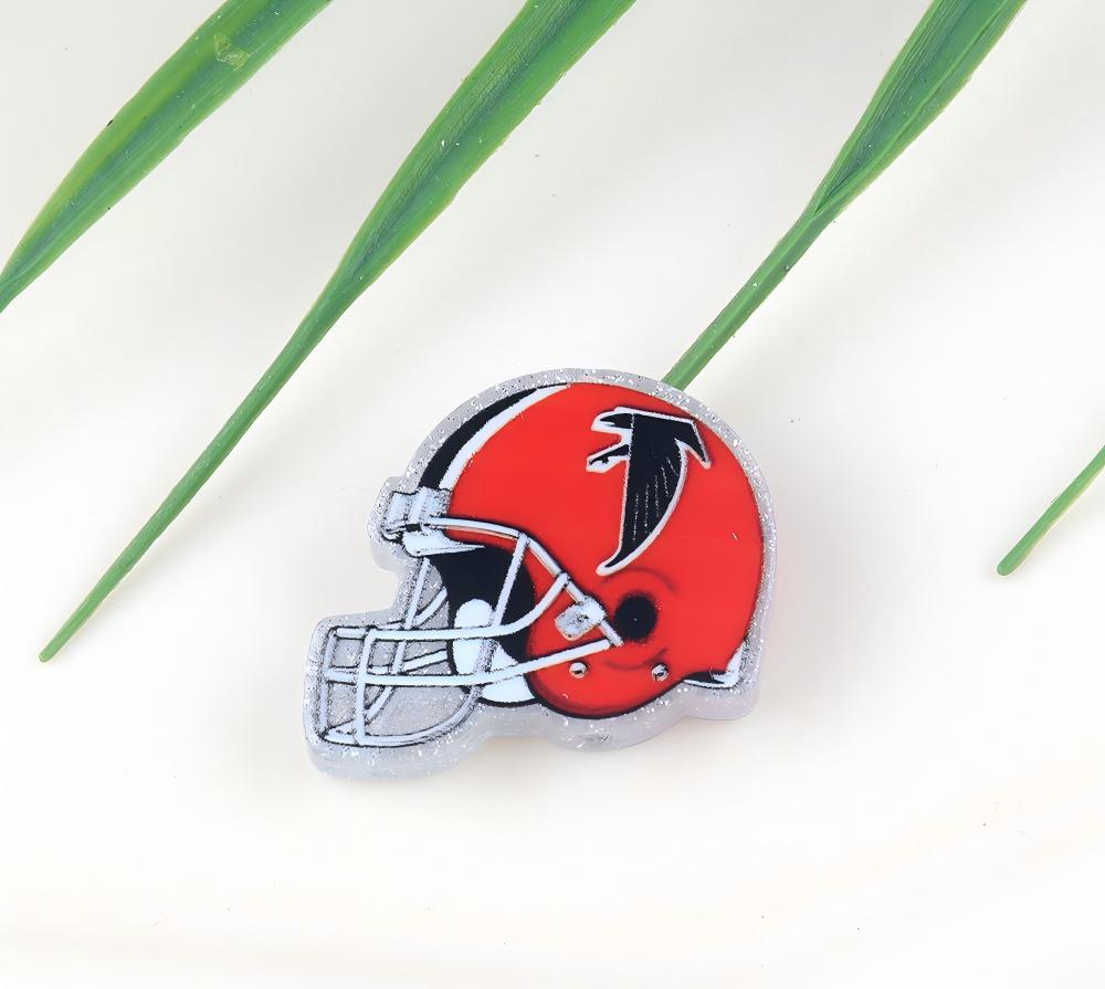American NFL Team Helmet Acrylic Beads with Sparkling Silver Glitter, 22*26MM