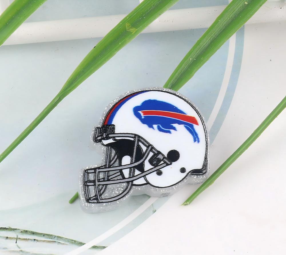 American NFL Team Helmet Acrylic Beads with Sparkling Silver Glitter, 22*26MM