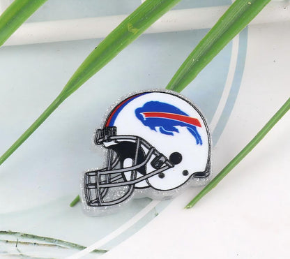 American NFL Team Helmet Acrylic Beads with Sparkling Silver Glitter, 22*26MM