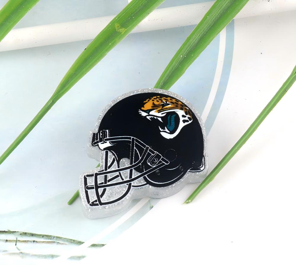 American NFL Team Helmet Acrylic Beads with Sparkling Silver Glitter, 22*26MM