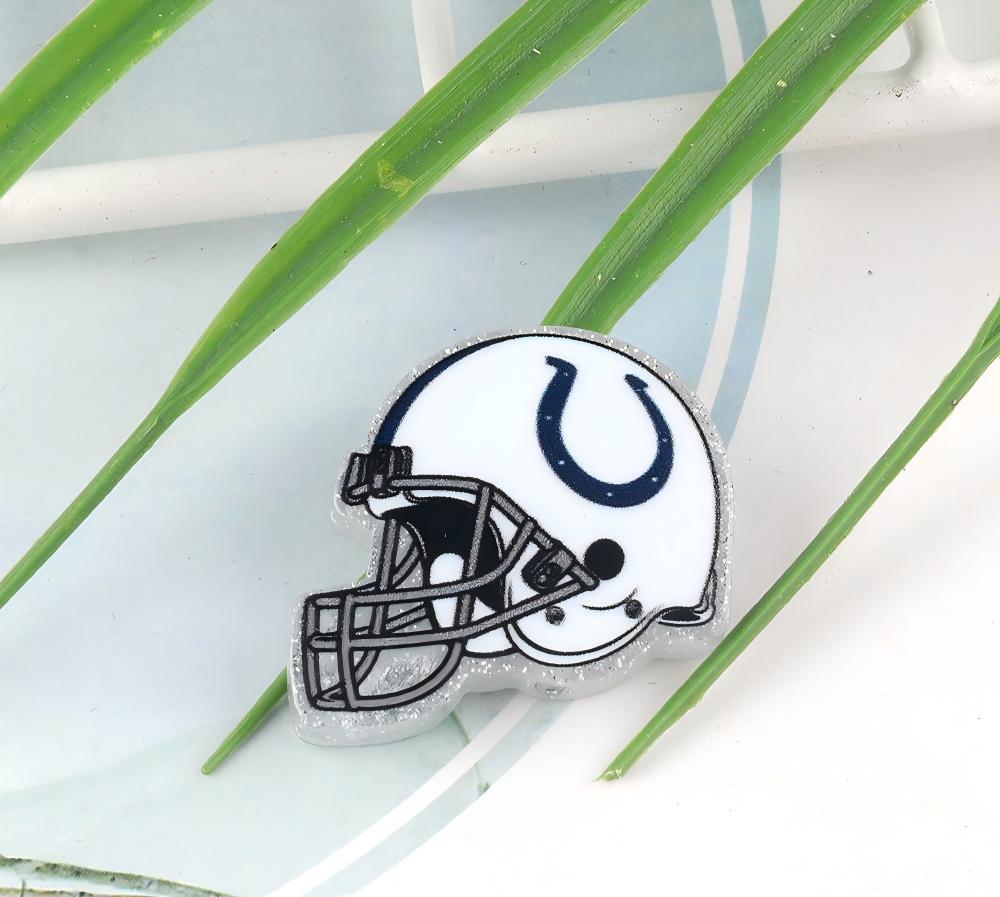 American NFL Team Helmet Acrylic Beads with Sparkling Silver Glitter, 22*26MM