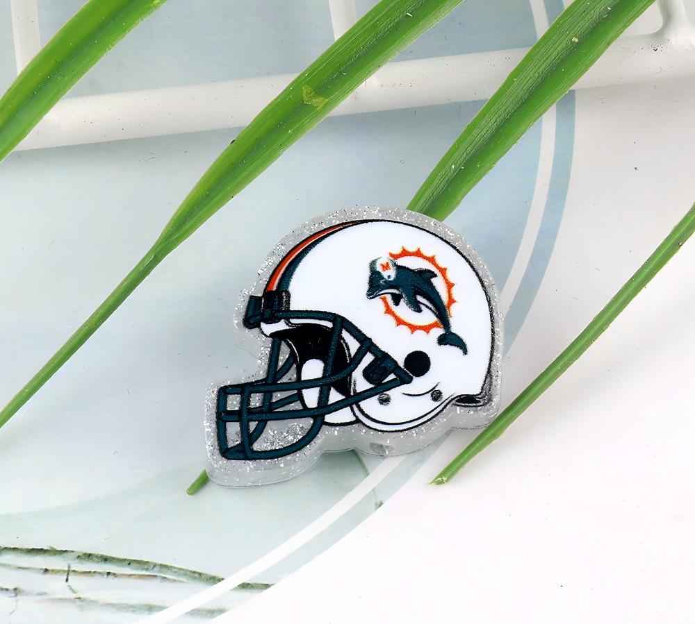 American NFL Team Helmet Acrylic Beads with Sparkling Silver Glitter, 22*26MM