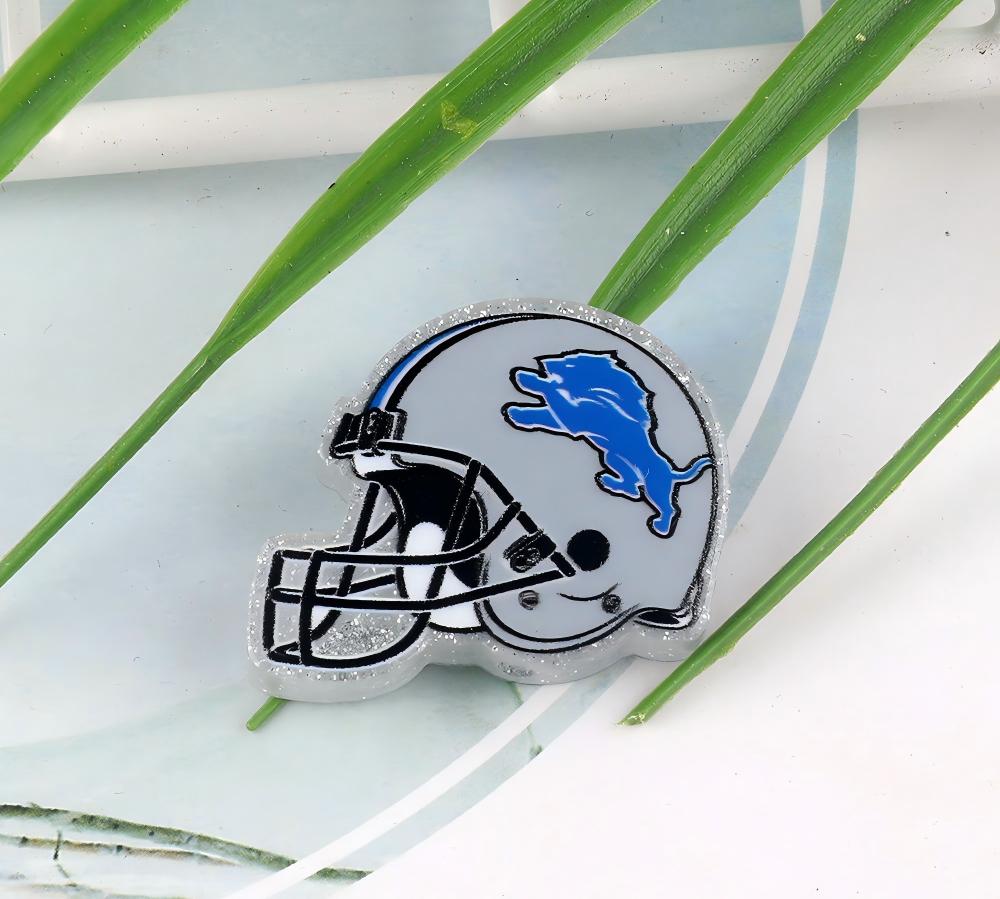 American NFL Team Helmet Acrylic Beads with Sparkling Silver Glitter, 22*26MM