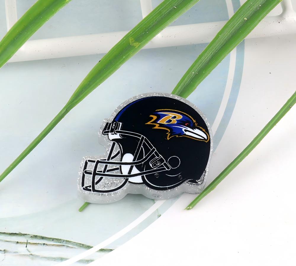 American NFL Team Helmet Acrylic Beads with Sparkling Silver Glitter, 22*26MM