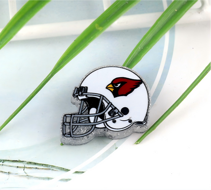 American NFL Team Helmet Acrylic Beads with Sparkling Silver Glitter, 22*26MM