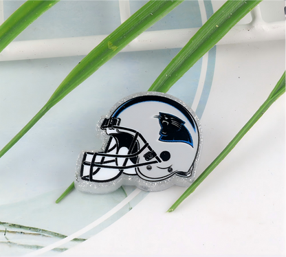 American NFL Team Helmet Acrylic Beads with Sparkling Silver Glitter, 22*26MM