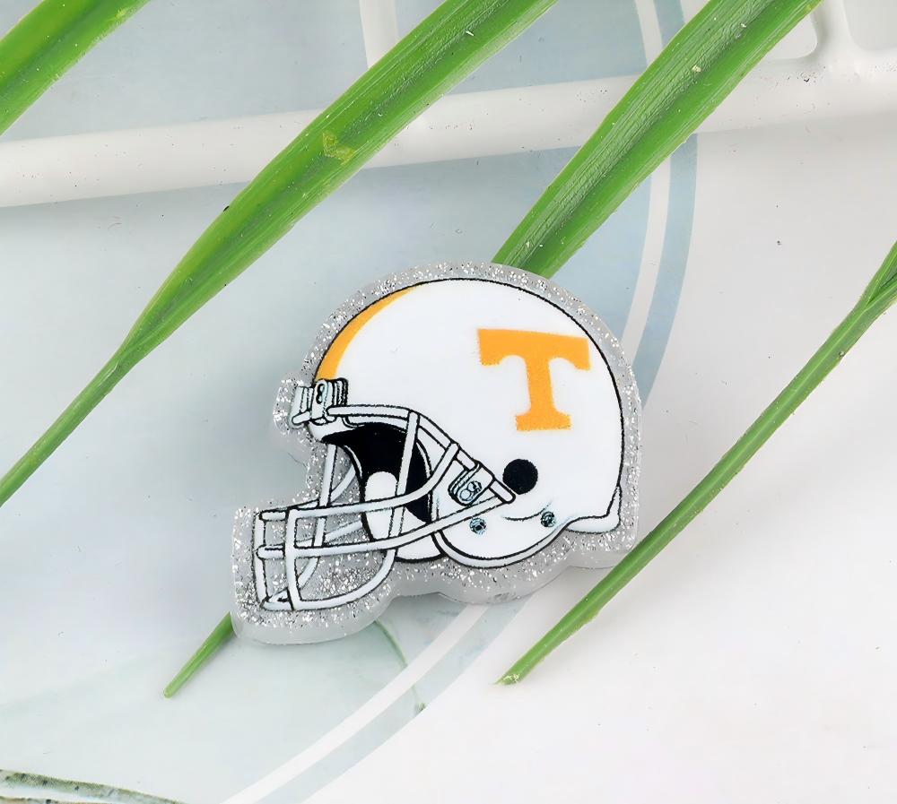 American NFL Team Helmet Acrylic Beads with Sparkling Silver Glitter, 22*26MM