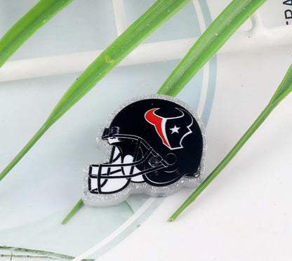 American NFL Team Helmet Acrylic Beads with Sparkling Silver Glitter, 22*26MM