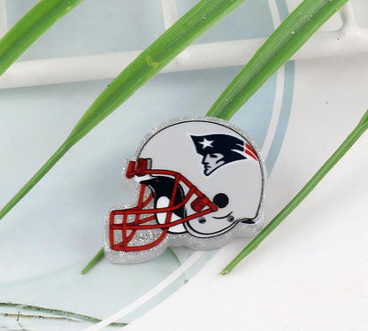 American NFL Team Helmet Acrylic Beads with Sparkling Silver Glitter, 22*26MM