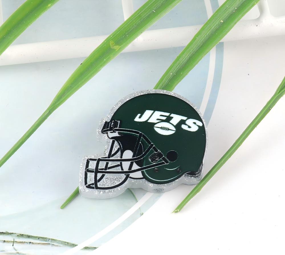 American NFL Team Helmet Acrylic Beads with Sparkling Silver Glitter, 22*26MM