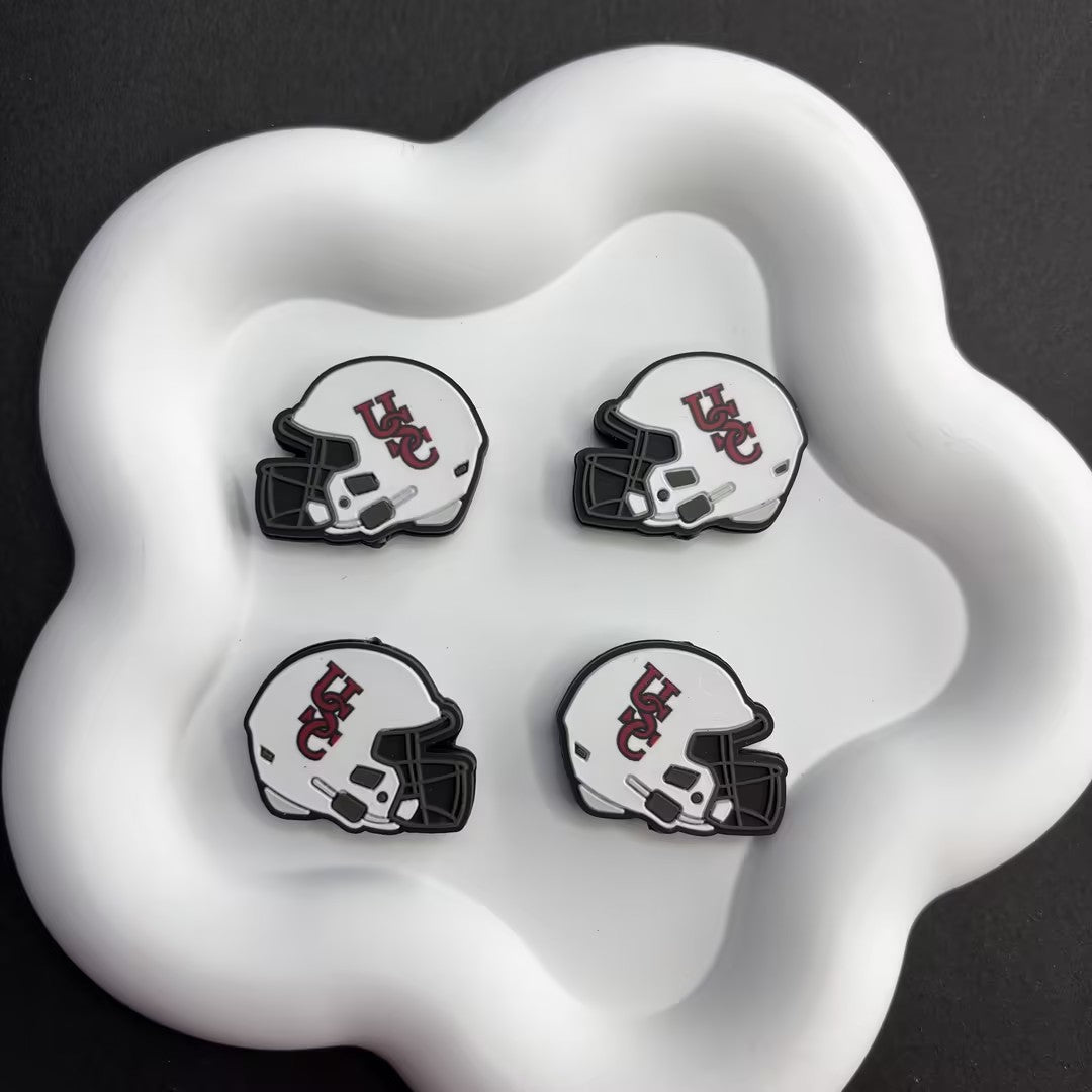 25*30 NCAA College Football Helmet Silicone Focal Beads – University Logos | DIY Sports Fan Bracelet & Keychain Craft Bead