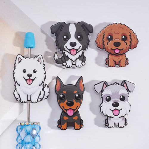 Cute Sticking-out Dog Acrylic Straight-hole Beads | Acrylic Bead for DIY Bracelet Keychain Jewelry Making