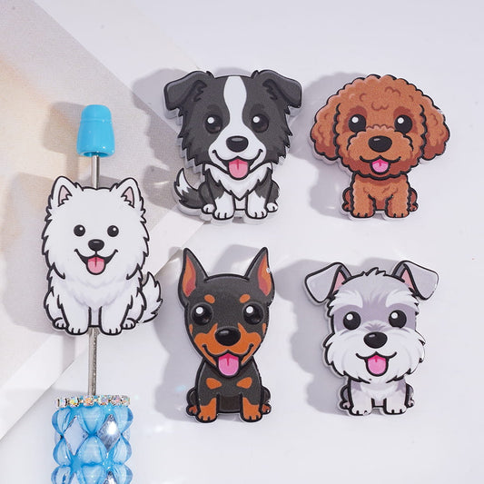 Cute Sticking-out Dog Acrylic Straight-hole Beads | Acrylic Bead for DIY Bracelet Keychain Jewelry Making