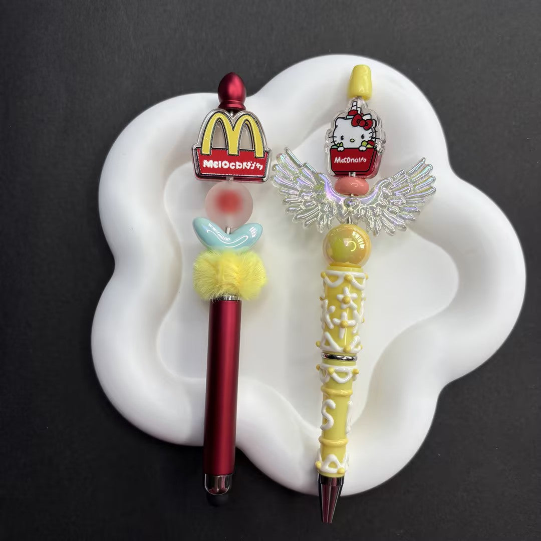 10pcs Hello Kitty x Mcdonald's Theme Silicone/Acrylic Beads for | Acrylic Bead for DIY Bracelet Keychain Jewelry Making