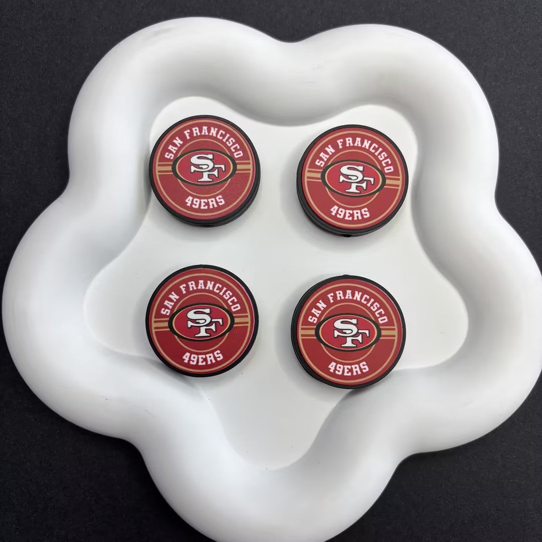 28mm  Complete Collection of NFL Team Logo Puck Magnets | DIY Sports Fan Bracelet & Keychain Craft Bead