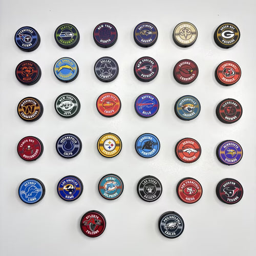 28mm  Complete Collection of NFL Team Logo Puck Magnets | DIY Sports Fan Bracelet & Keychain Craft Bead