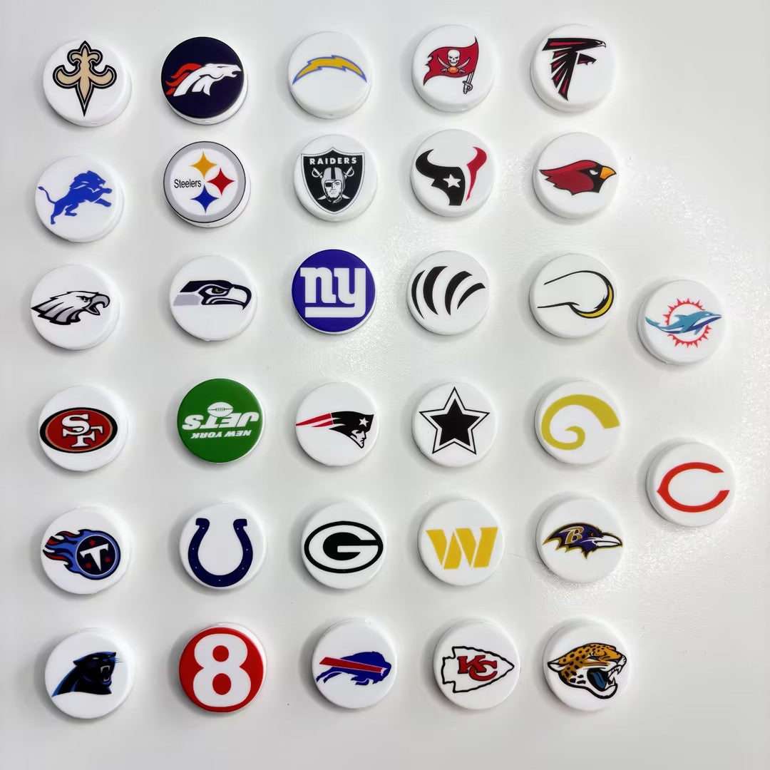 Ultimate NFL Fan DIY Charm Set - Premium Logo Cabochons for Phone Grips, | DIY Sports Fan Bracelet & Keychain Craft Bead